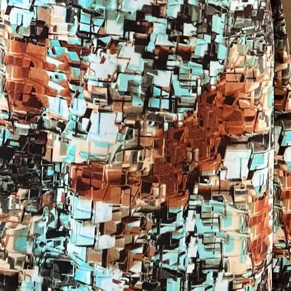 Betsey Johnson Set Shirt & Skirt Medium Brown Green Geometric Bell Sleeve Top - Picture 5 of 13